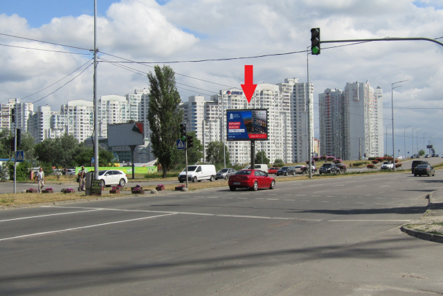 Цифрова панель 3.14x2.3,  Дніпровська набережна, 33 (ТЦ Аркадія, УкрСибБанк, Сільпо),в напрямку метро Осокорки, Бажана просп.