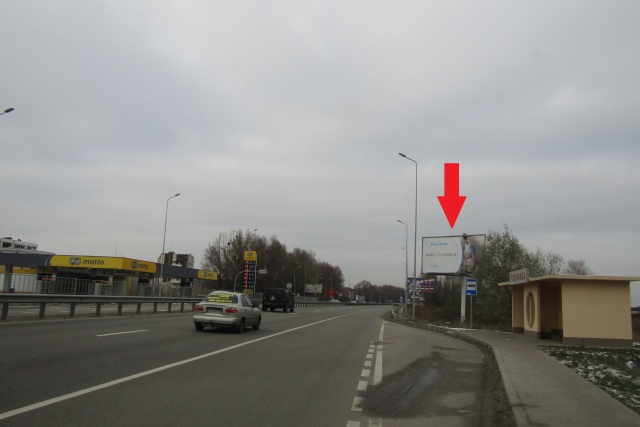 Щит 6x3,  Новообухівська траса (Дніпровське шосе), в напрямку м.Київ, 150м після ТЦ "Мегамаркет", навпроти заправки БРСМ, 7км+200м